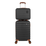 Kit Mala De Viagem Bordo Mão Pequena 10kg Abs Cadeado 360 Cor Preto