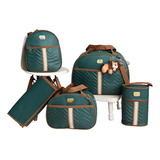 Kit Mala Maternidade Bolsa 5 Safari Porta Mamadeira Cor Verde Desenho Do Tecido Leão