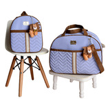 Kit Mala Maternidade Bolsa De Bebê 2 Peças Com Mochila Cor Azul celeste Leão