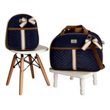 Kit Mala Maternidade Bolsa De Bebê 2 Peças Com Mochila Cor Azul Laço