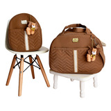 Kit Mala Maternidade Bolsa De Bebê 2 Peças Com Mochila Cor Marrom Leão