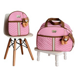 Kit Mala Maternidade Bolsa De Bebê 2 Peças Com Mochila Cor Rosa Leão
