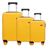 Kit Mala Viagem 3 Pçs Mundi Abs Rígido Cadeado Rodinha Dupla