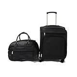 Kit Mala Viagem De Bordo Couro Sintético Com Rodinhas 360 Mala De Mão Preto 