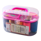 Kit Maleta Costura Completa Com Linha Agulha Tesoura Botão