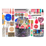 Kit Maleta De Maquiagem Completa Ruby Rose Essencial Pincéis