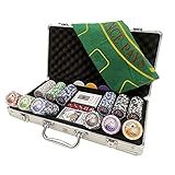 Kit Maleta De Poker 300 Fichas Numeradas Baralho E Dados