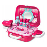Kit Maleta Salão De Beleza Infantil Maquiagem Acessórios