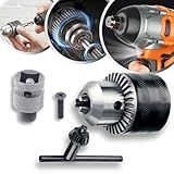 Kit Mandril Com Chave 1 2 Rosca 1 5 13mm Haste Adaptador De Parafusadeira De Impacto Universal Castanhas Reforçado Taladro Furadeira Martelete Pneumática Broca