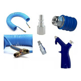 Kit Mangueira Espiral Azul 5 Mts Rosca 1 4 Macho E Conexões