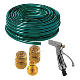 Kit Mangueira Jardim Flexível 20m C Esguicho Revolver Metal