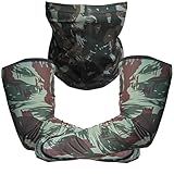 Kit Manguito E Bandana Balaclava Buff Tubular Touca Mascara Camuflada Exército P