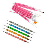 Kit Manicure 15 Pincéis 10 Boleadores Em 5 Pincéis Oferta