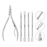 Kit Manicure Alicate Aço Inox 4 Espátulas Antiderrapante