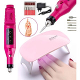 Kit Manicure Cabine Sun Mini Led Estufa Lixadeira Elétrica