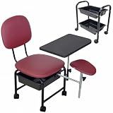 Kit Manicure Cadeira Cirandinha - Carrinho Auxiliar For-ty -Estofado Bordô Facto Estrutura Preta-
