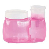 Kit Manicure Dosador De Acetona Com Porta Algodão Rosa