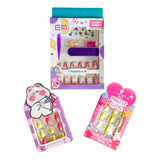 Kit Manicure Infantil Unhas Postiças Adesivos Esmalte Menina