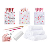 Kit Manicure Nail Design Espátula Pincel Lixa Toalha Alicate