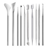 Kit Manicure Profissional 10 Iten Espátulas Palitos Aço Inox