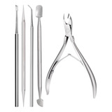 Kit Manicure Profissional 5 Peças alicate 4 Peças Inox 
