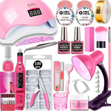 Kit Manicure Unhas Gel Acrigel Lixa Elétrica Cabine Sun 48w