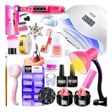 Kit Manicure Unhas Uv Gel Acrigel Lixa Elétrica Cabine Sun