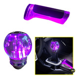 Kit Manopla Bola De Câmbio E Freio De Mão Com Led Rosa Sport
