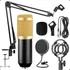 Kit Manothor Microfone Condensador Bm800 Dourado Padrão Polar Unidirecional Profissional Shock Mount Antiruído Cabo Xlr Fêmea X P2 Pop Filter Braço Articulado Prendedor Espuma Proteção