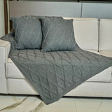 Kit Manta Trico Decorativa 150x90cm 2 Capa Almofada 45x45