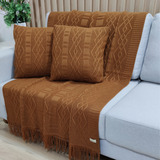 Kit Manta Trico Decorativa 150x90cm 2 Capa Almofada Tricot