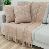 Kit Manta Trico Decorativa 150x90cm 2 Capa Almofada Tricot