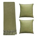 Kit Manta Xale De Sofá E Cama Colcha Grande 2 20m Com 2 Capas De Almofada 139 NOOR VERDE MUSGO 