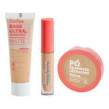 Kit Maquiagem Adolescente Base Liquida Corretivo E Pó Dailus