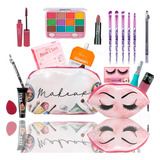 Kit Maquiagem Completo Base Batom Sombras Pincel necessaire