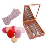 Kit Maquiagem Estojo 5 Pincéis 9 Esponja 1 Faixa De Cabelo