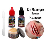 Kit Maquiagem Halloween Terror Fake Queimadura