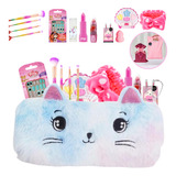 Kit Maquiagem Infantil Necessaire Batom Sombra Pincel