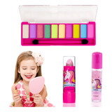 Kit Maquiagem Infantil P Carnaval Paleta Sombra Batom Gloss
