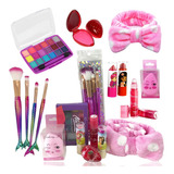Kit Maquiagem Infantil Pincel Sereia Batom Menina Princesa