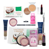 Kit Maquiagem Iniciante Completo Base Batom Pó Demaquilante