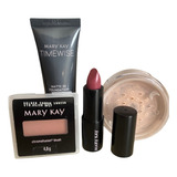 Kit Maquiagem Mary Kay - 4 Itens Base + Pó + Blush + Batom