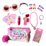 Kit Maquiagem Menina Nécessaire Óculos De Sol Unhas Colar