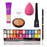Kit Maquiagem Ruby Rose Paleta Sombra Corretivo Base Esponja