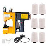 Kit Máquina Costura Saco Sacaria Portátil 6 Linha E Agulha Cor Vermelho 110v