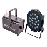 Kit Maquina Fumaça 600w Canhão Strobo 18 Leds Boate Festa