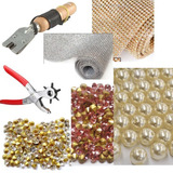 Kit Maquinha De Frisador Completo Strass Mantas Perolas
