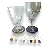 Kit Marcador De Taça Mix Pedras Naturais 30 Uni Dourado