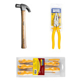 Kit Martelo Unha Alicate Universal E Jogo De Chaves Fenda