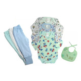 Kit Masc Body M longa mijão V pé petutinha babador 7 Peças